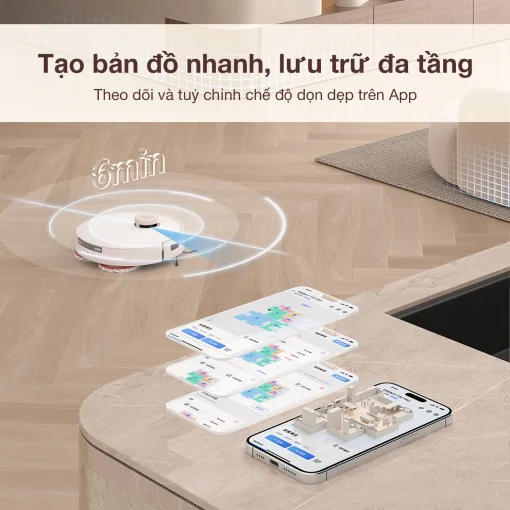Robot hút bụi Ecovacs T30 Pro Omni – Trắng/ Đen