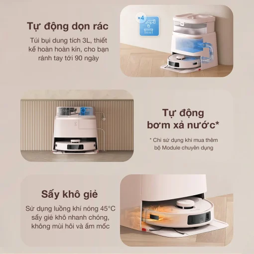 Robot hút bụi Ecovacs T30 Pro Omni – Trắng/ Đen