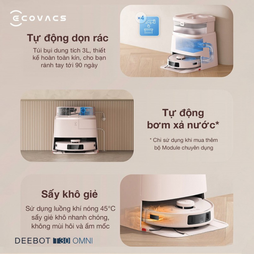 Robot hút bụi lau nhà Ecovacs Deebot T30 Omni – Best Seller